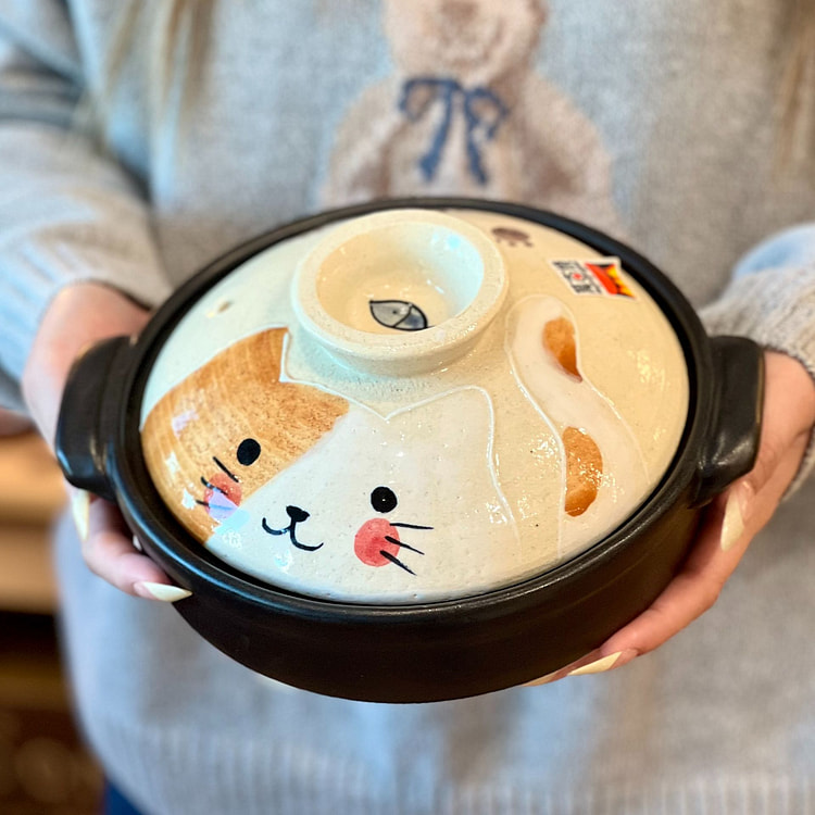 万古烧猫咪 0.9升砂锅 6号锅（礼盒装）