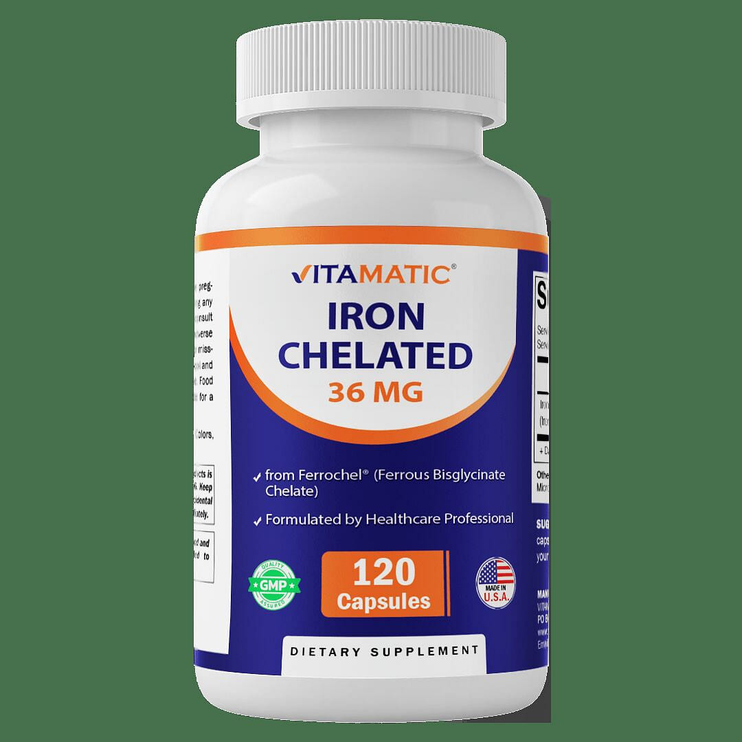 Chelated Iron 36 mg – 120 Veg Capsules 1 each