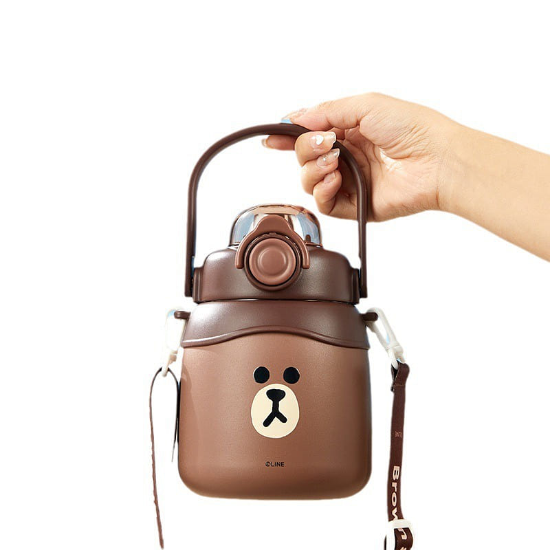 LINE FRIENDS 保温杯大容量女高颜值大肚杯子儿童吸管水壶 900ML 1 份