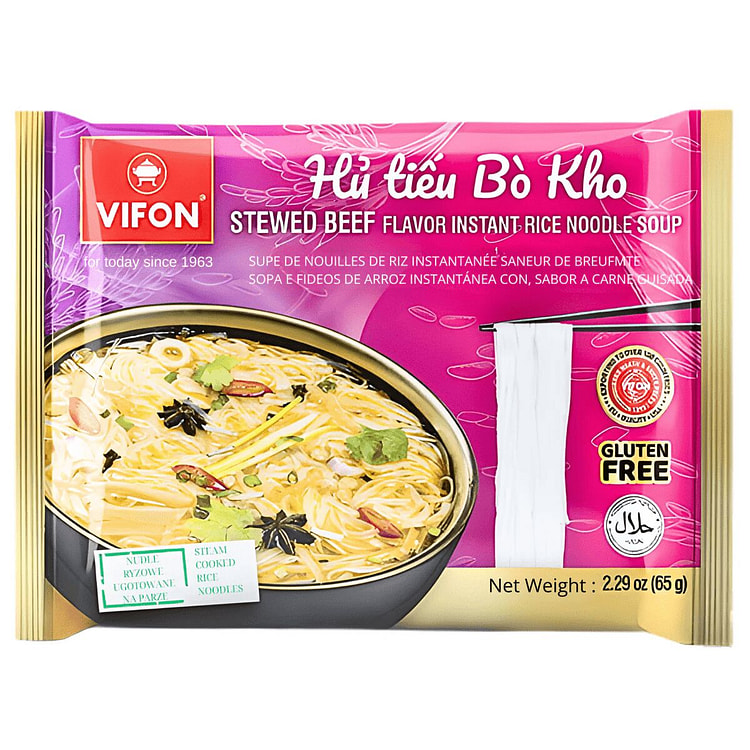 VIFON Stewed Beef Rice Noodles (Pack of 9) 2.29 oz