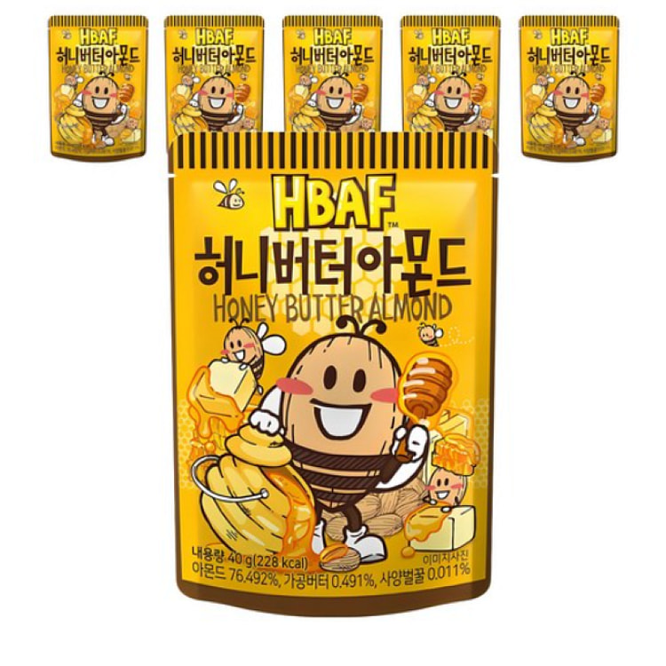 [韩国 直接配送] 巴夫蜂蜜黄油杏仁 40g，6个