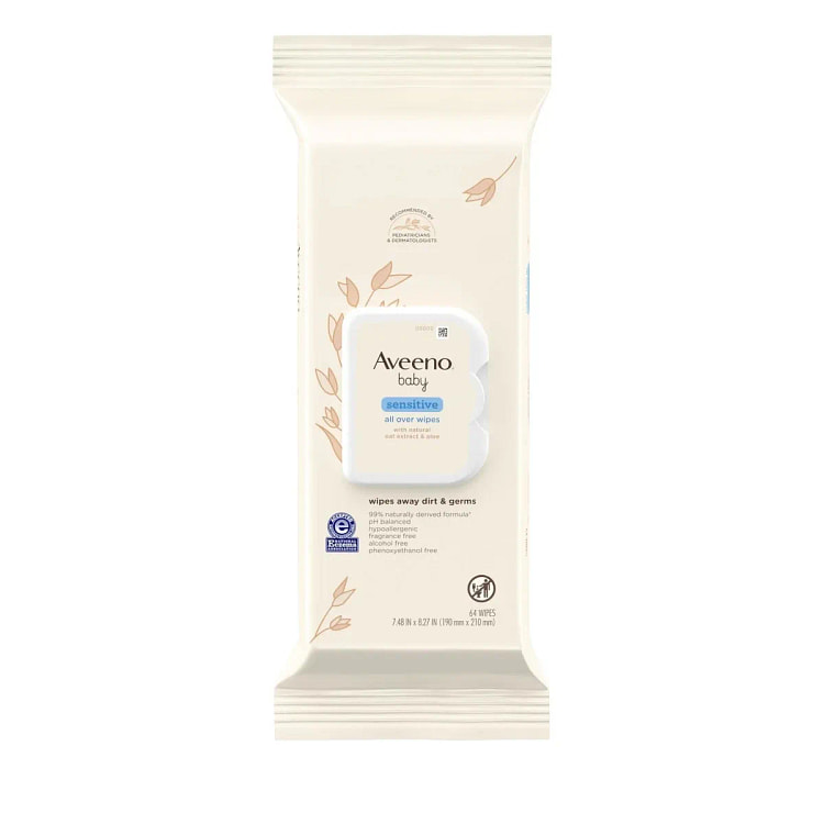 Aveeno Baby敏感全身湿巾 - 64片 1 包