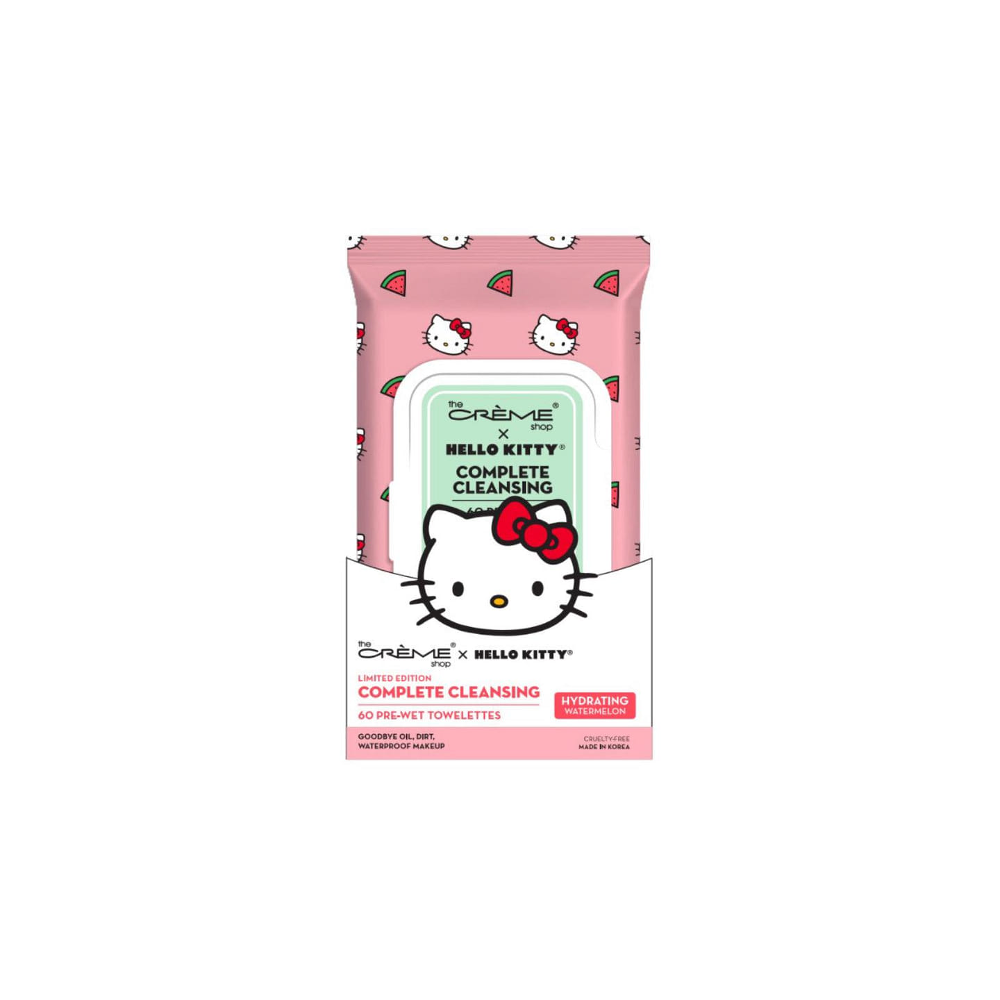 THE CREME SHOP Hello Kitty Cleansing Towelettes Hydrating Watermelon 60PC 1 each