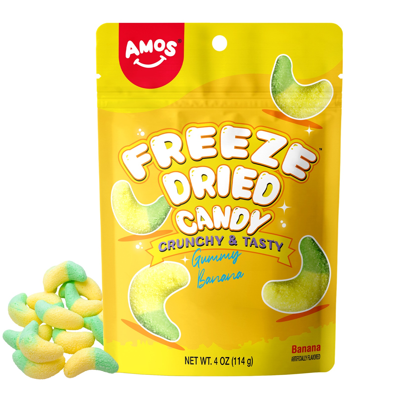 あめ. Get Amos Freeze Dried Banana, Premium Crunchy Fruit-Flavored Candy