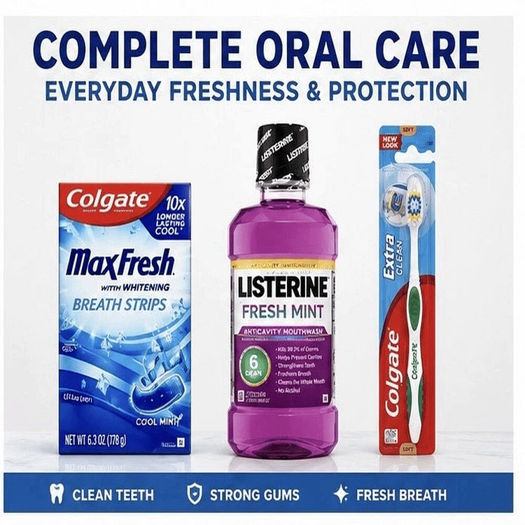 Colgate Max Fresh + Listerine Fresh Mint + Colgate 1 bottle