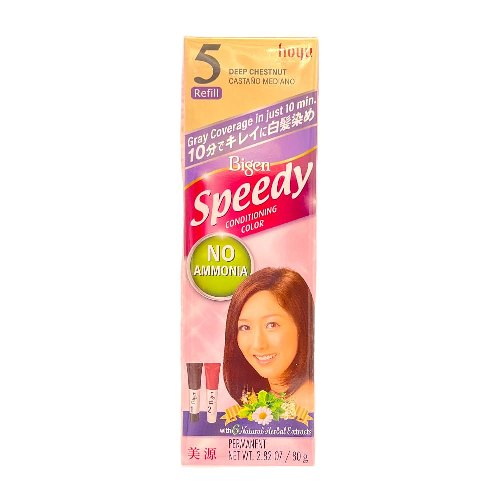 Japan Hoyu Bigen Speedy Hair Color # 5 Deep Chestnut No Ammonia 40g+40g Hair Dye 1 箱