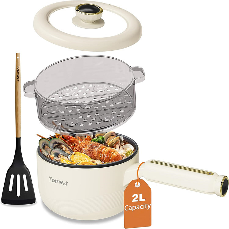 Hot Pot Electric with Steamer, 2L Electric Pot