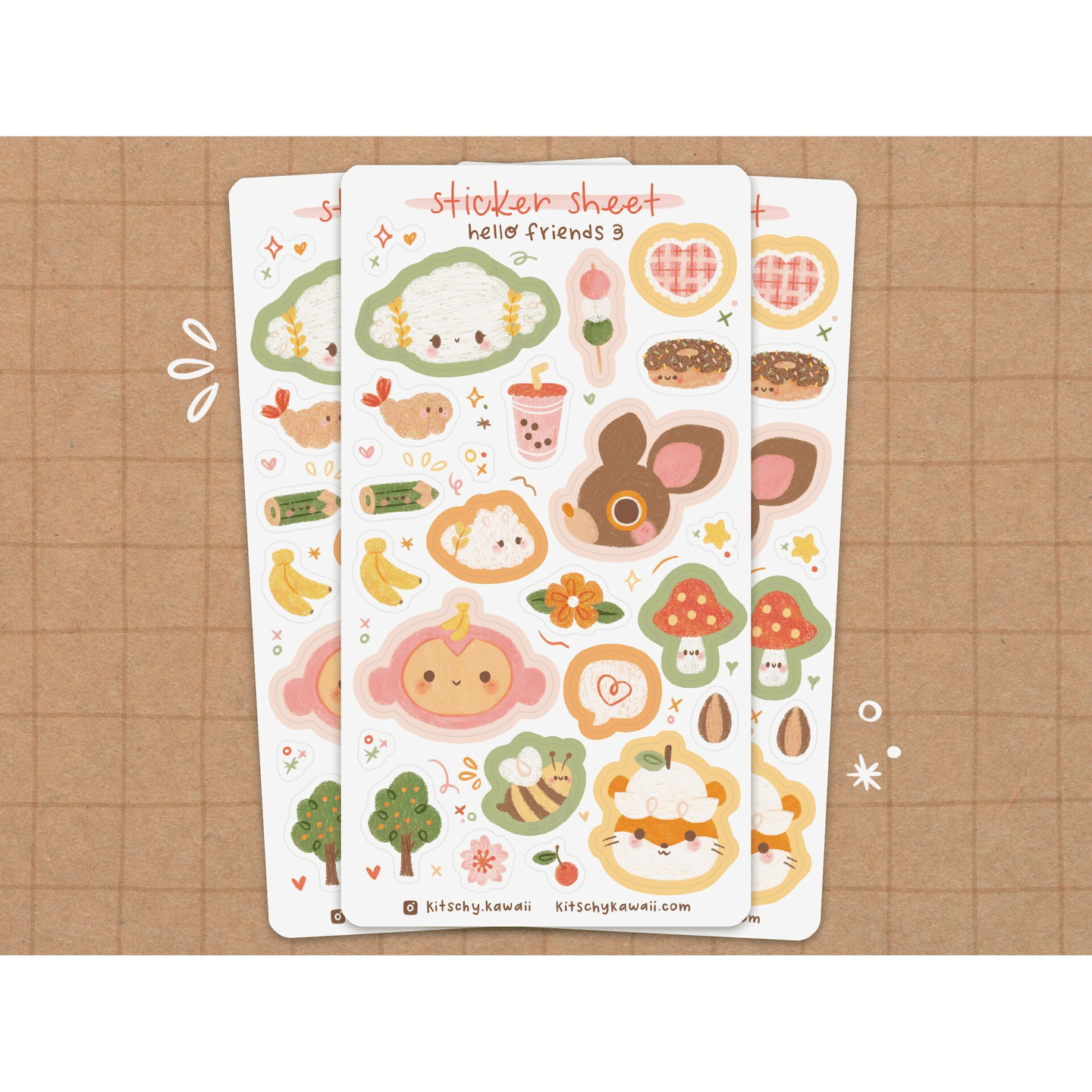 Hello Friends 3 Vinyl Sticker Sheet 1 each