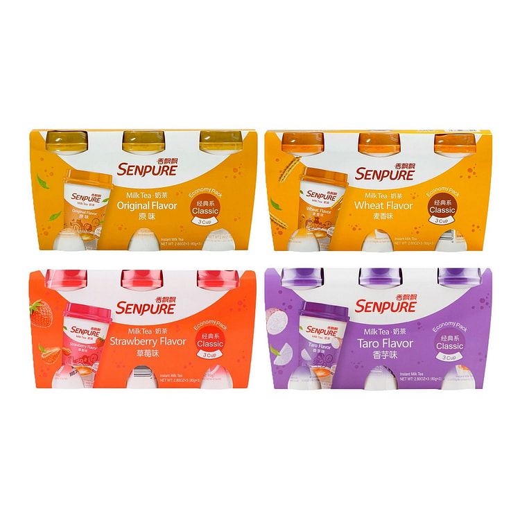 Milk Tea, 4 Flavors Assortment, 80g x 12 Cups 1 pack