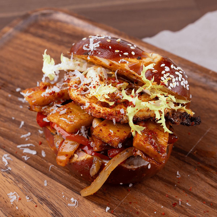 Korean fish cake Pretzel Bread Sandwich