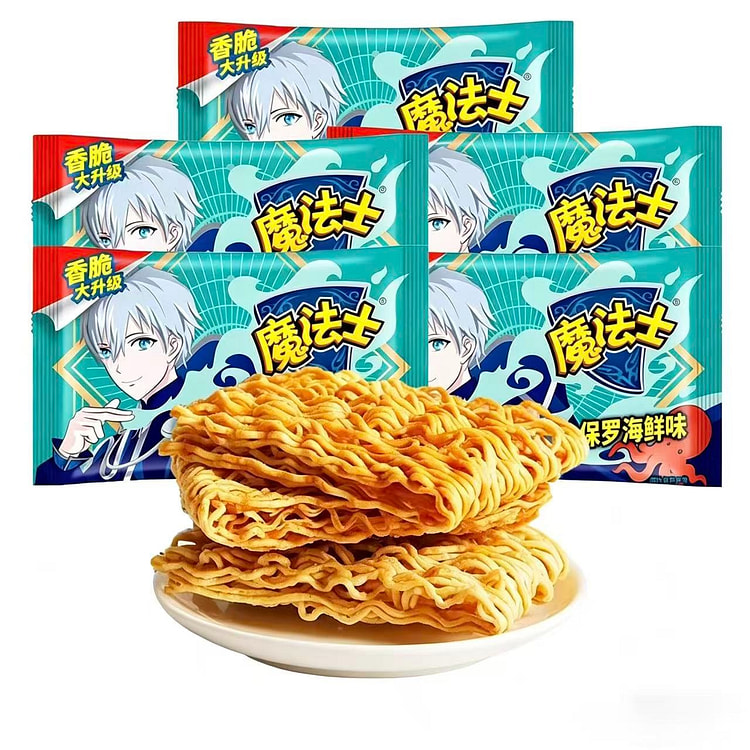 魔法士干脆面 童年回忆零食 章鱼保罗味（5pcs） 100 克