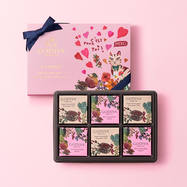 GODIVA 2024 Valentine Limited Fruits Basket Carre Assortment 6 pcs 1 box
