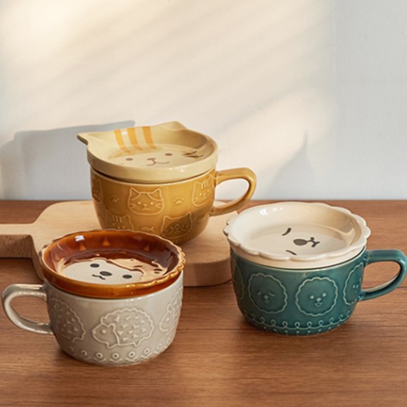 Get Lovely Cartoon Animals Theme Ceramic Mugs with Lids Alpaca Delivered |  Weee! Asian Market