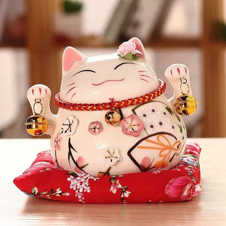 招财猫小摆件陶瓷创意家居装饰 《四季发财》