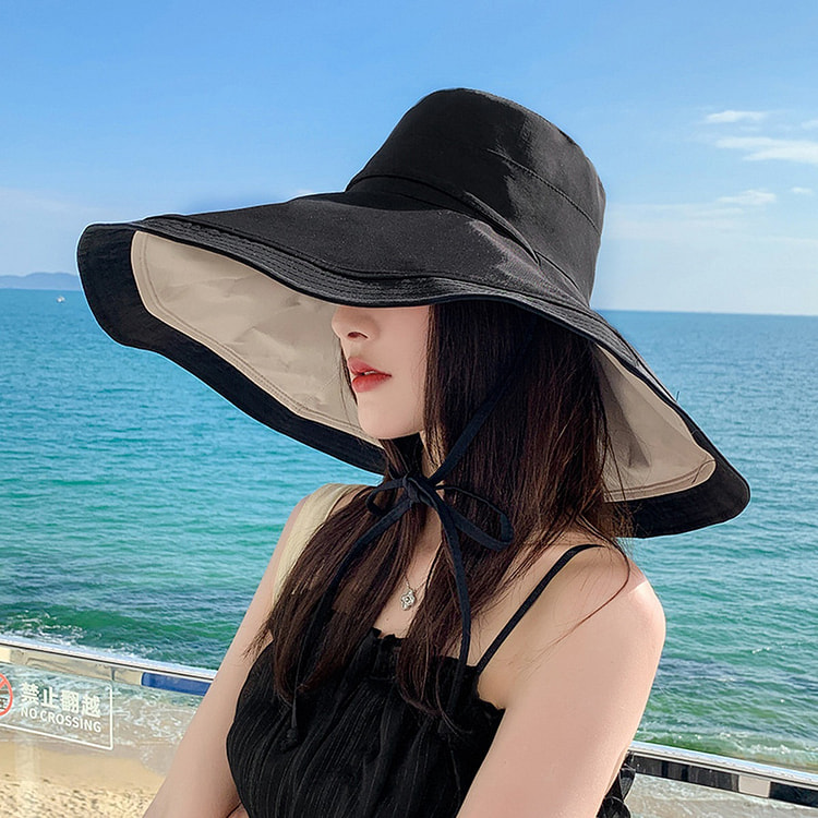 Versatile large-brim sun hat, Black 1 each