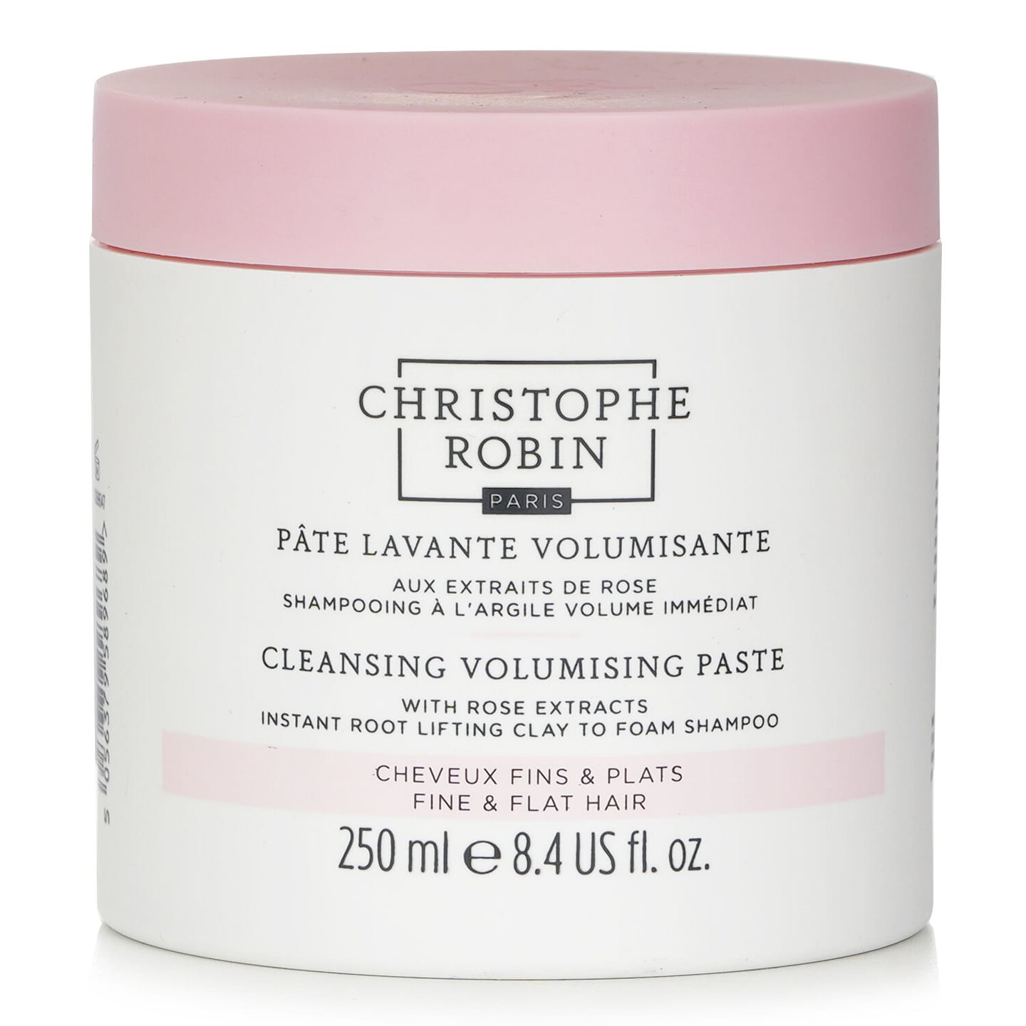 Christophe Robin Rose Volumizing Purifying Clay (clay-to-foam texture shampoo) – Thin, flat hair 250 ml