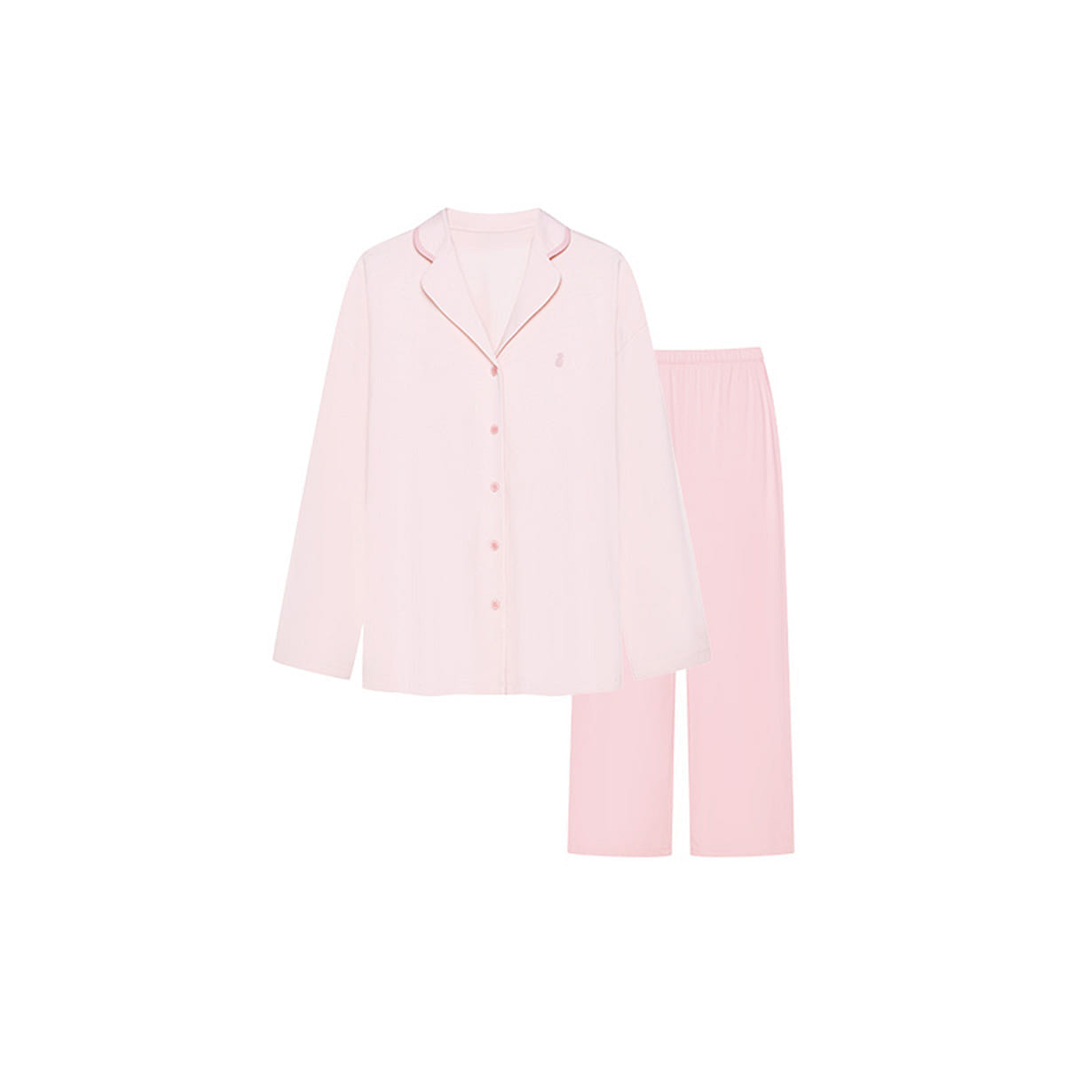China Direct Mail Ubras Cotton Series Solid Color Open Front Long sleeved Pants Set (Women’s) – Cold Peach Pink S 100 g
