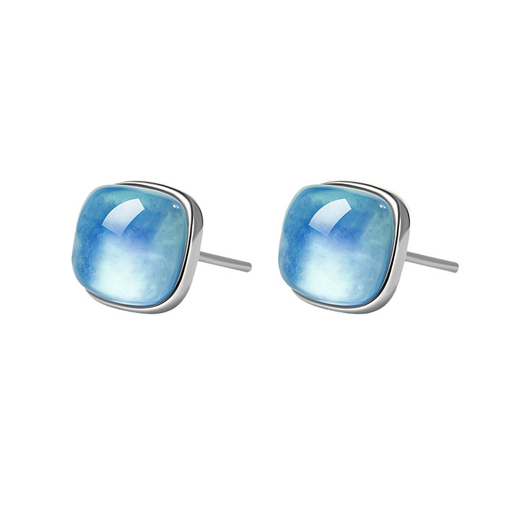 Sea Blue Jewelry Earrings Blue Silver 8*8mm 1 box