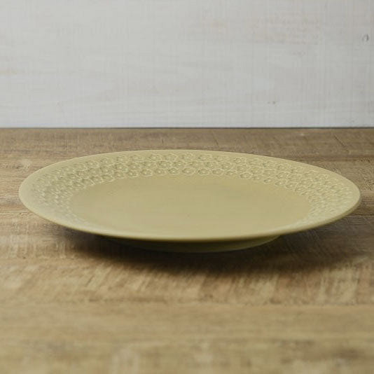 日製美濃燒復古北歐霧面壓花盤 -芥末黃 6.5" Plate