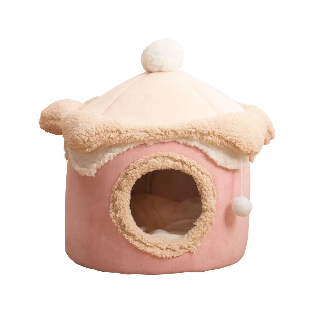 Pet Ice Cream Plush House Cute Fun Nest Autumn Winter- Pink L (Within 18 Kg)1 Pc 1 each