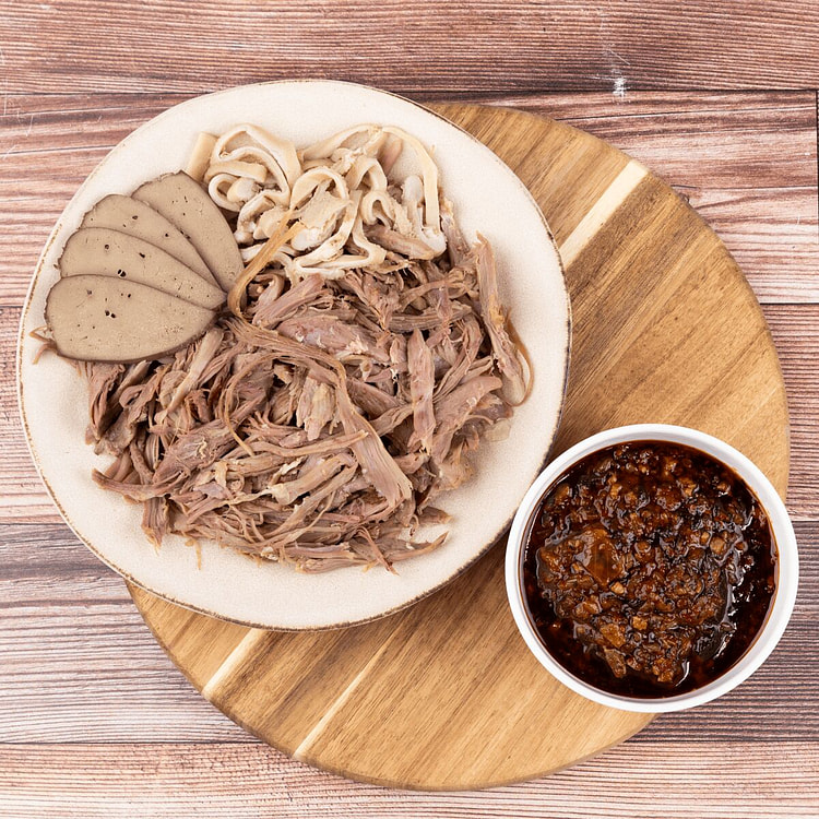 羊肉+羊心+羊肝+羊肚 配两种蘸料 300g 1 份