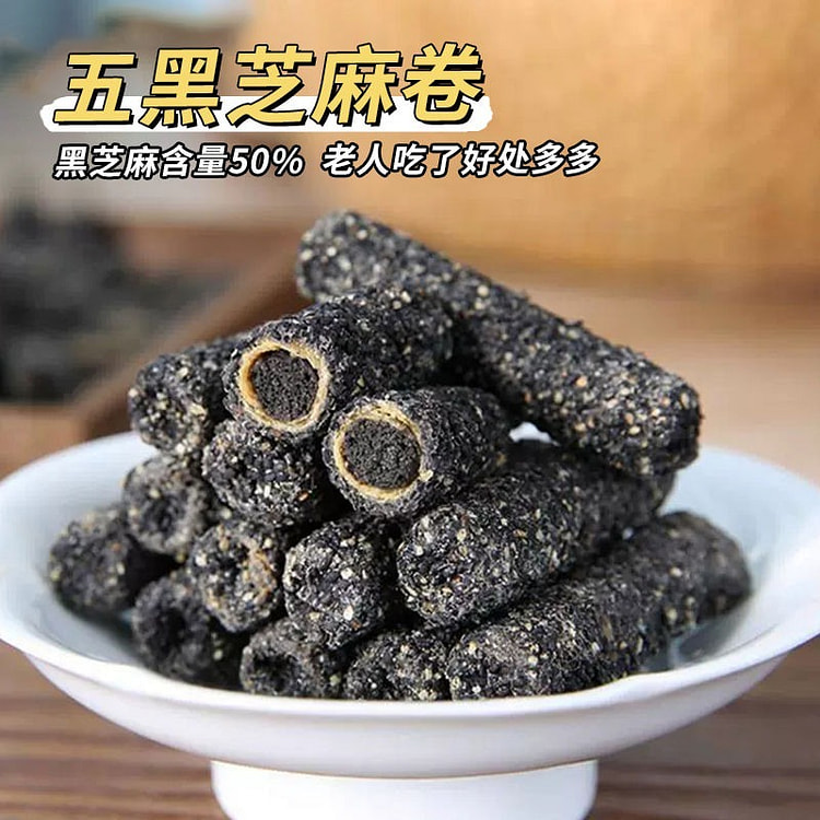 高蛋白五黑芝麻卷黑芝麻棒夹心棒早餐糕点145g*1