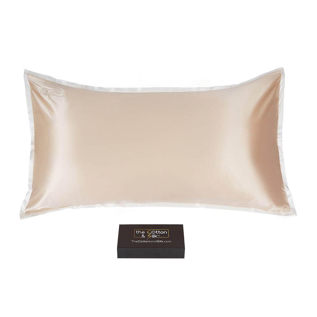 King-size 22 Momme Mulberry Silk Pillow Sham – Caramel + Cream King (20“ x 36“) / Caramel + Cream 0.5 lb
