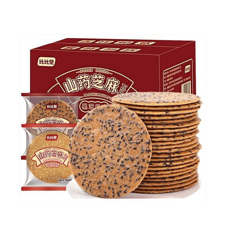 比比赞 山药芝麻薄脆饼 白芝麻味 500g*1箱