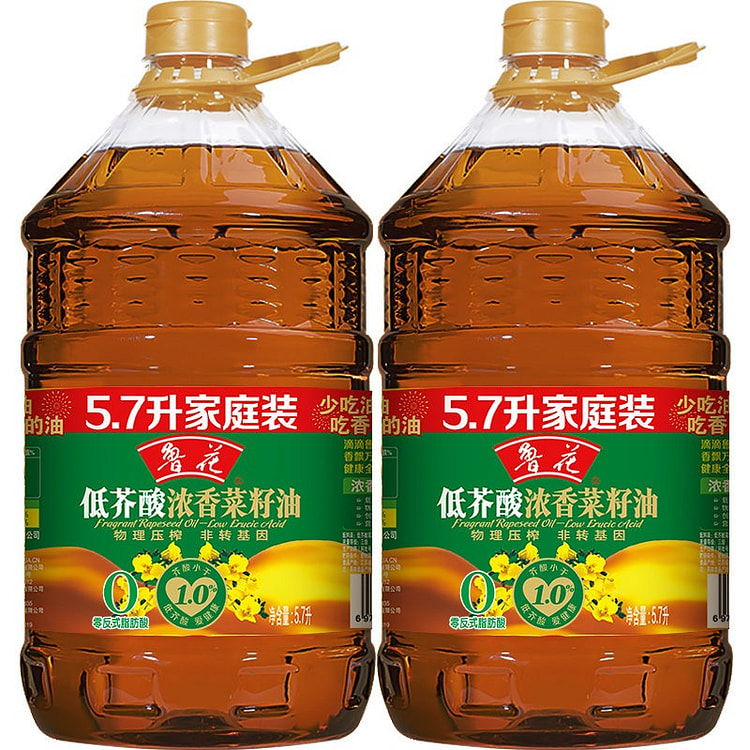 鲁花 低芥酸浓香菜籽油5.7L*2瓶 11400 毫升