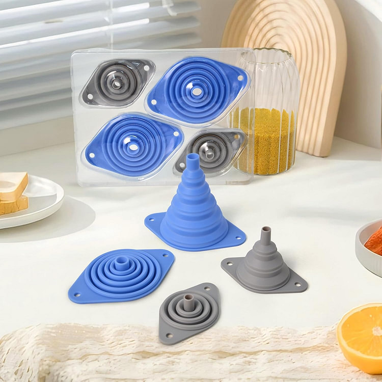 厨房漏斗套装 4件装 硅胶可折叠漏斗 1 个