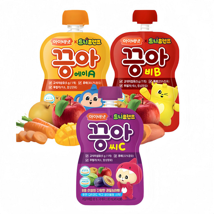 [IVENET] GGUNG-A Fruit & Veggie Puree 3pk (A/B/C) 3 pack