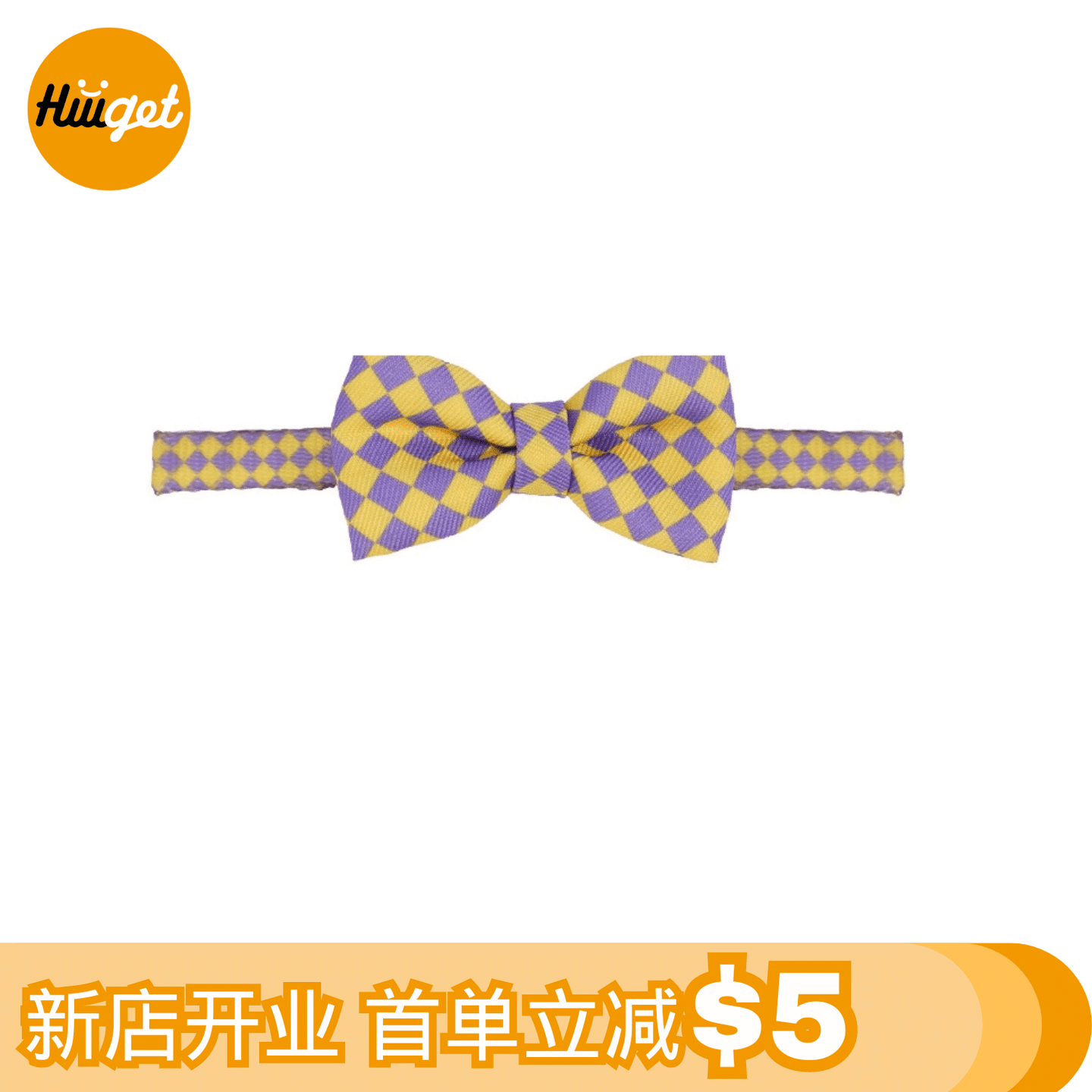 [HiiiGet] Plaid Classic Stylish Pet Collar Bowtie 1 count