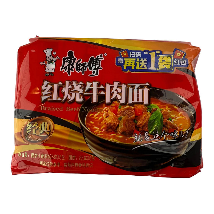 一箱康师傅红烧牛肉面 5袋/包 1 箱*6 包