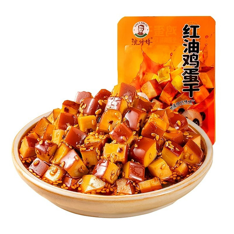 沈师傅红油鸡蛋干麻辣豆干豆腐干休闲卤味零食辣味小吃 300 克