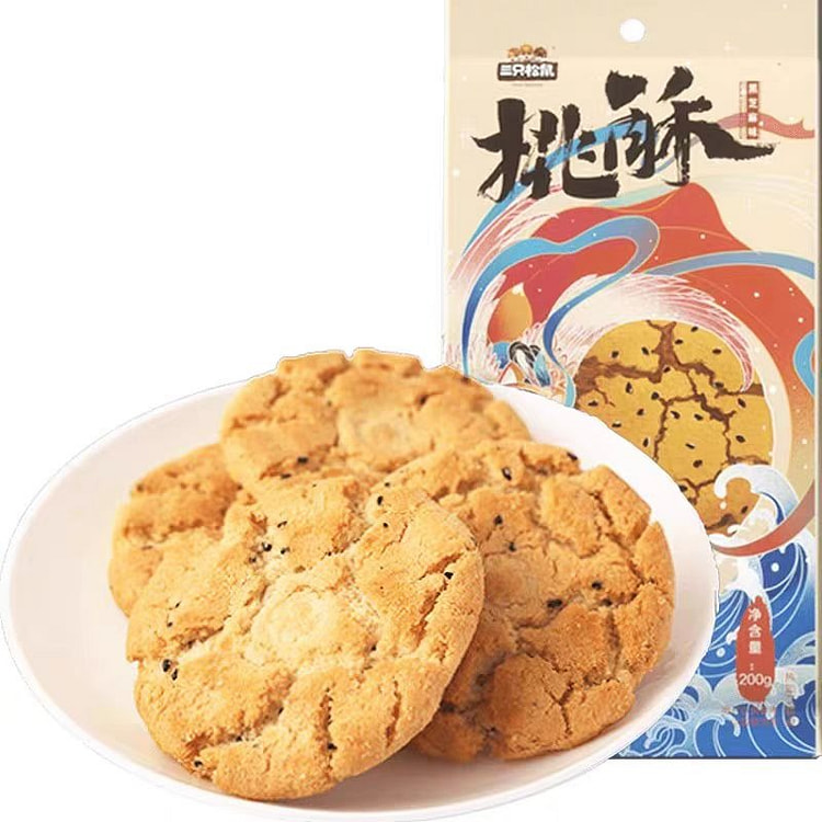 三只松鼠桃酥200g*1袋网红休闲零食饼干早餐小吃
