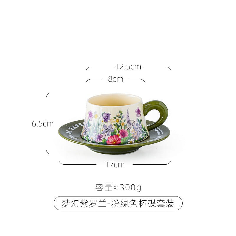 Vintage Iris Designer Coffee Cup and Saucer Set-Type D 1 each