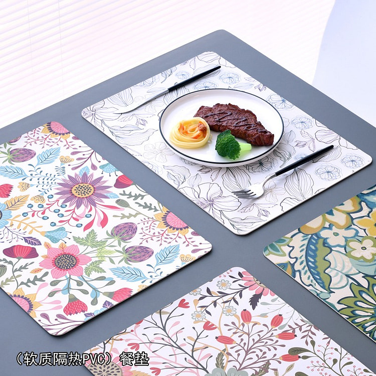 环保防烫餐垫 免洗隔热垫 轻奢花满图案2片装 1 份