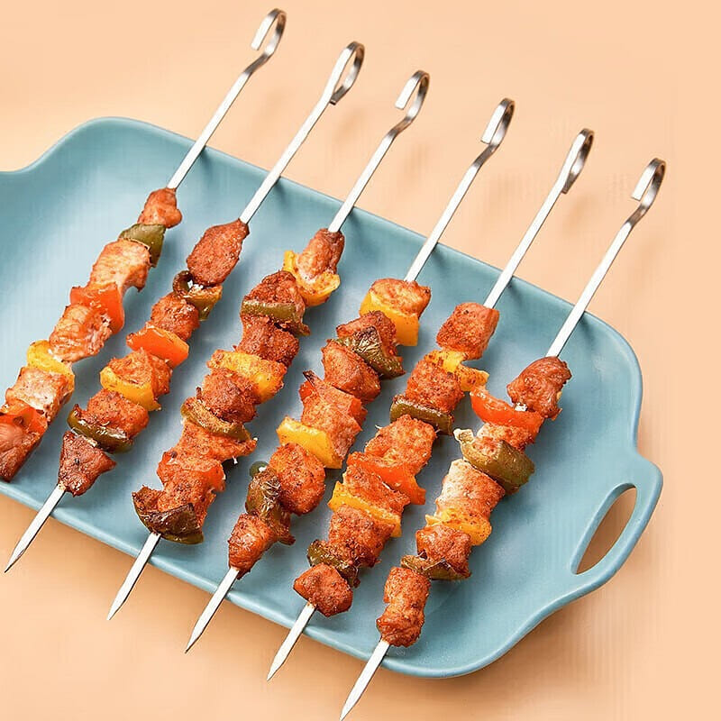 304 Stainless Steel BBQ Skewers with Hooked Flat 1 each