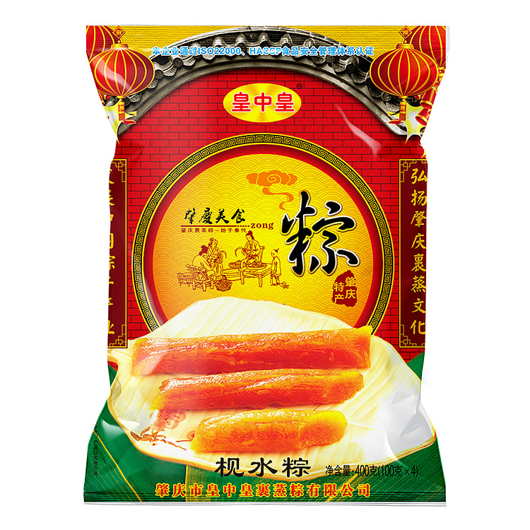 皇中皇枧水粽长条广式碱水低脂素粽400g*1袋