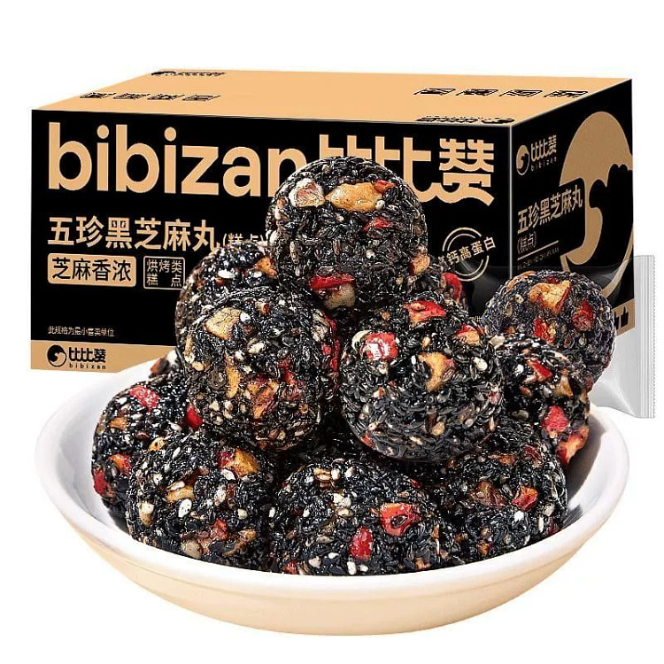比比赞五珍黑芝麻丸糕点健康小零食休闲食品200g