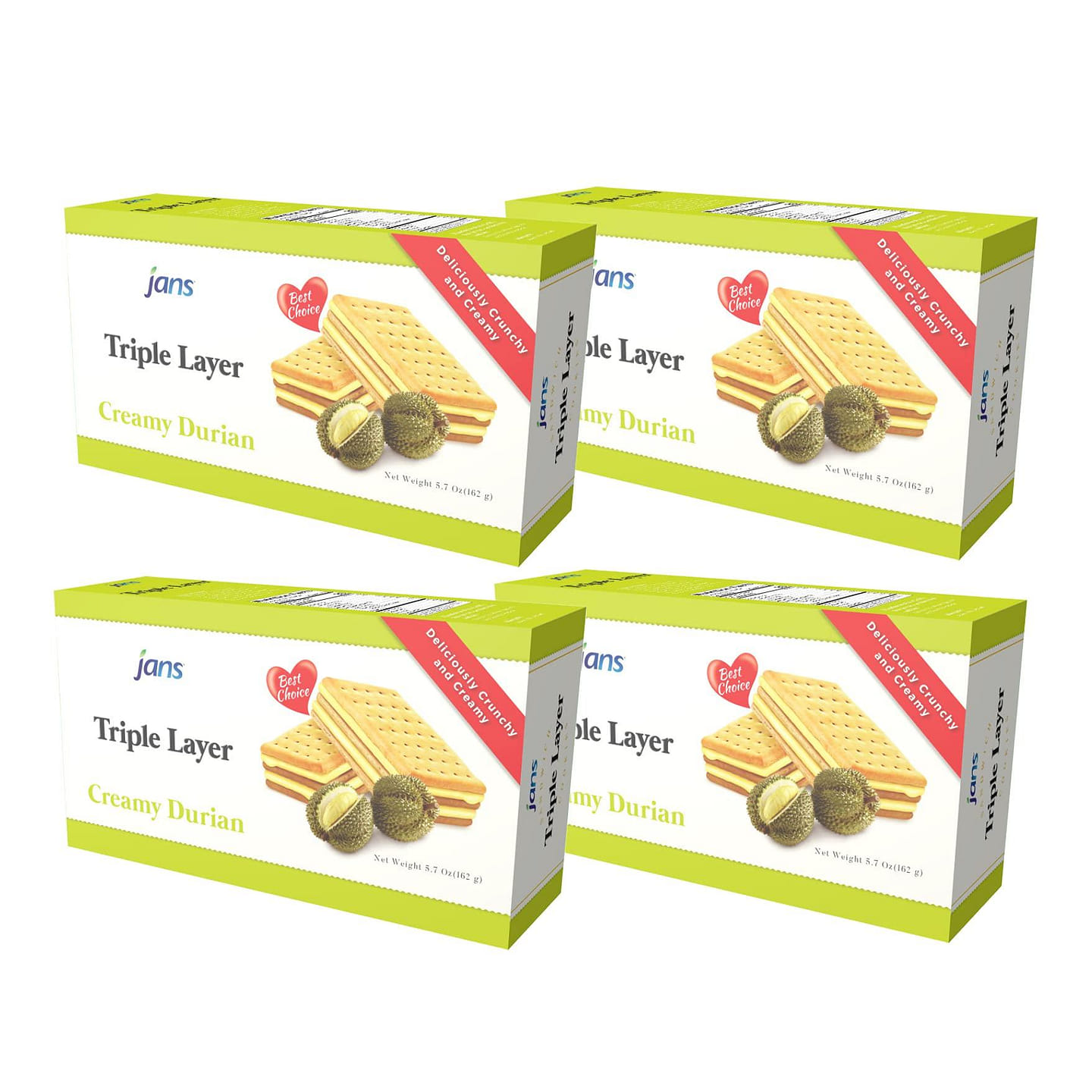 Jans – Triple Layer Durian, 5.71 oz, Pack of 4 5.71 oz*4 pack
