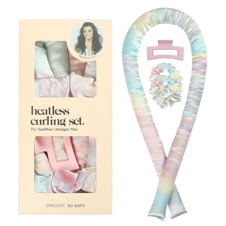 睡眠卷发神器缎面无热卷发棒懒人卷发器盒装红黄绿彩色 1 份