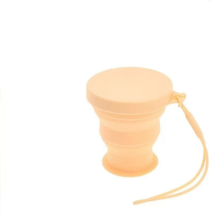 硅胶折叠水杯 便携式硅胶杯子 橙色 200ml 1 个