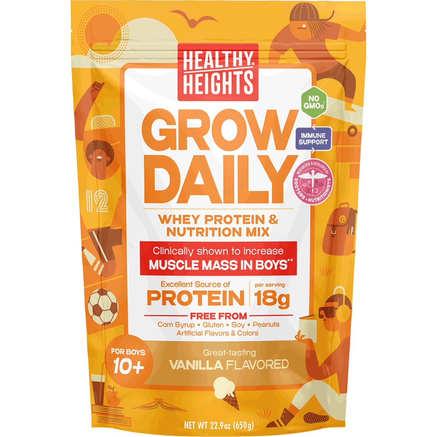 Healthy Heights Grow Daily Boys 10+ Shake Mix Powder, 18g Protein