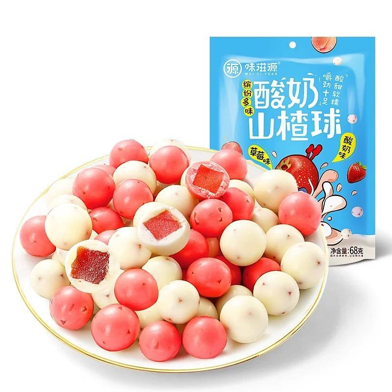 Weiziyuan Yogurt Hawthorn Balls, 68g, Mixed Flavors 68 グラム