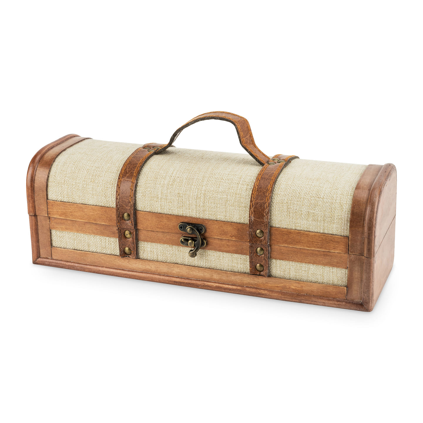 1-Bottle Vintage Striped Trunk Wine Box by Twine® 1 each