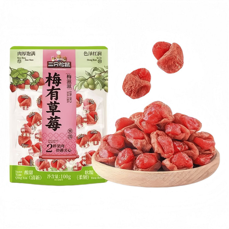 三只松鼠 梅有草莓青梅草莓干果脯 100g*1袋 100 克