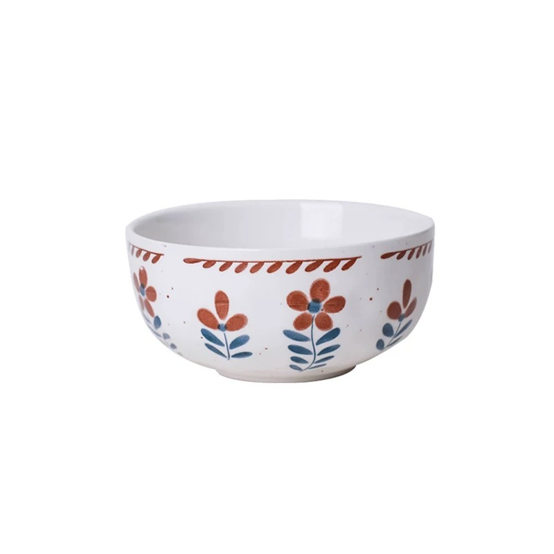 Get Japanese Vintage Flower Ceramic Rice Bowl, 4.5