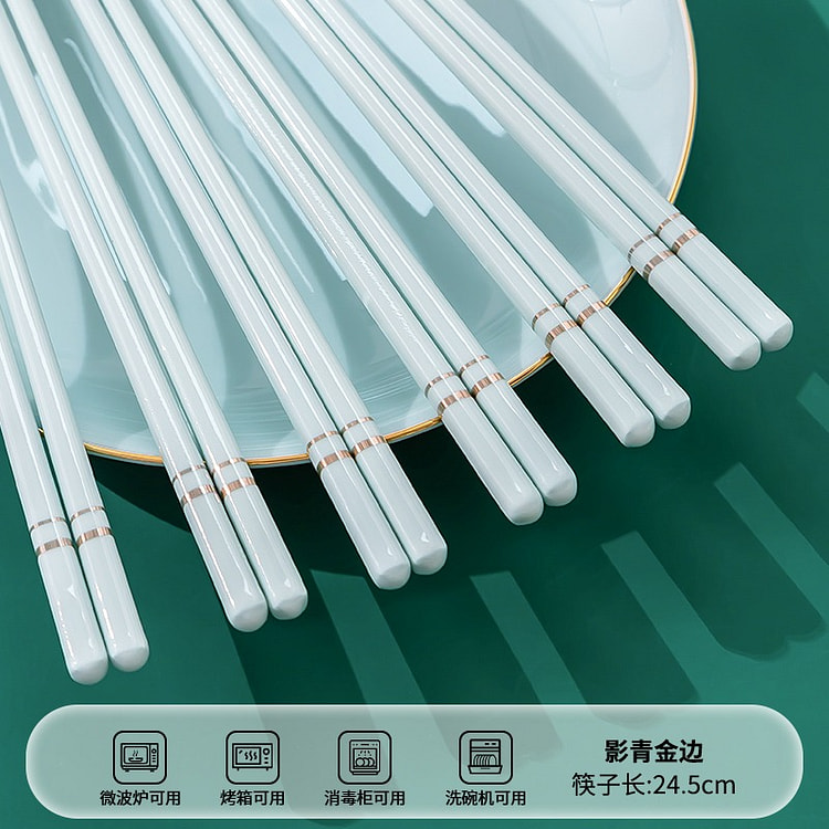 Ceramic chopsticks with green golden edges 1 each
