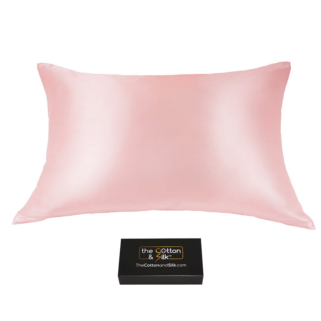 Queen-size 100% 6A 22 Momme Mulberry Silk Pillowcase, Zipper Closure, Pink, Queen (20“ x 30“) 0.5 lb